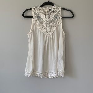 Sheer tank top with lace detailing